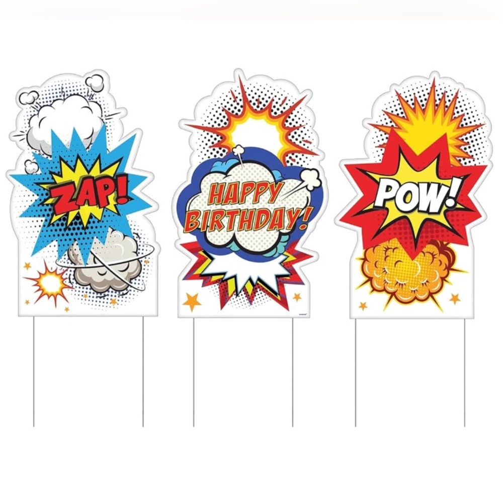 Superhero Birthday Corrugated Plastic Yard Sign Set - Picture 2 of 2